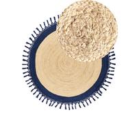 Beliani Rug Marts Dark Blue 140 Cm Jute