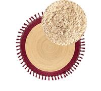 Beliani Rug MARTS Dark Red ? 140 cm Jute, Cream