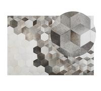 Beliani Rug Sason Grey 140 X 200 Cm Leather