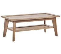 Beliani Rustic 100 X 50 Cm Coffee Table - Engineered Wood With Rattan Shelf