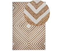 Beliani Rustic Area Rug Cotton Jute Rectangular Low Pile 140 x 200 cm Beige Pirli