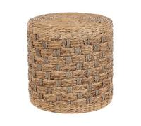 Beliani Rustic Pouffe Basslet Wicker Beige