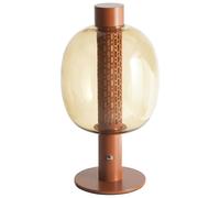 Beliani Rustic Table Lamp Aluminium Glass Brown Powder Coated Integrated LED Light Living Room Bedroom, PULANGI