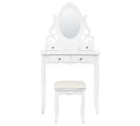 Beliani Scandinavian Dressing Table White With 4 Drawers And Adjustable Mirror - Compact Vanity Set
