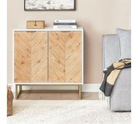 Beliani Scandinavian Sideboard White And Light Wood 2-Door, Medium Storage Cabinet 800 X 400 X 800mm