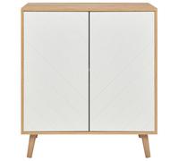 Beliani Scandinavian Sideboard, White And Light Wood, 2 Doors, 1 Shelf, W76 X D40 X H84Cm