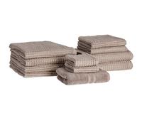 Beliani Set Of 11 Towels Areora Cotton Taupe