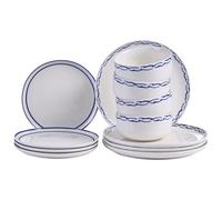 Set of 12 Dinnerware AMCHUR Porcelain White/ Blue