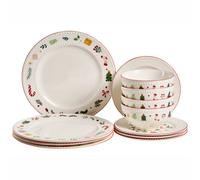 Set of 12 Dinnerware SAFFRON Porcelain White