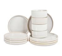 Beliani Set of 12 Dinnerware SPIKENARD Stoneware Off-White, White