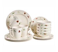 Beliani Set Of 16 Dinnerware Marjoram Porcelain White