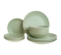 Beliani Set Of 18 Dinnerware Vivani Stoneware Green