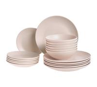 Beliani Set of 18 Dinnerware VIVANI Stoneware Light Beige, Cream
