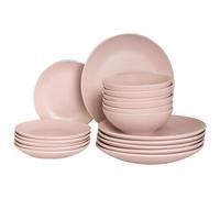 Beliani Set Of 18 Dinnerware Vivani Stoneware Pink