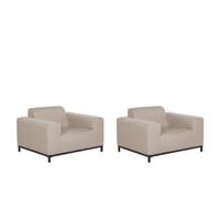 Beliani Set Of 2 Armchairs Rovigo Fabric Beige