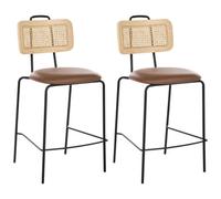 Beliani Set Of 2 Bar Chairs Adelanto Brown