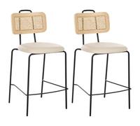 Beliani Set Of 2 Bar Chairs Adelanto Light Beige