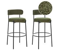 Beliani Set Of 2 Bar Chairs Allison Boucle Green