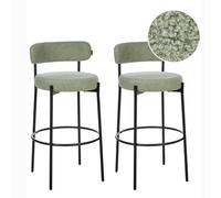 Set of 2 Bar Stools ALLISON Boucle Light Green