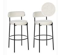 Beliani Set Of 2 Bar Chairs Allison Boucle White