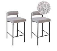 Set of 2 Bar Chairs AMAYA Boucle Grey