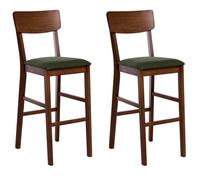 Beliani Set Of 2 Bar Chairs Ambler Wood Dark Brown/ Green