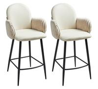 Beliani Set Of 2 Bar Chairs Amity Fabric Light Beige