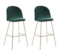 Beliani Set Of 2 Bar Chairs Arcola Velvet Emerald Green
