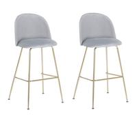 Set of 2 Bar Chairs ARCOLA Velvet Light Grey