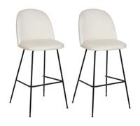 Beliani Set Of 2 Bar Chairs Arcola Velvet Off-White