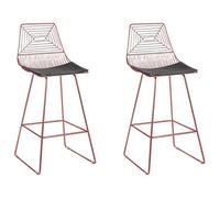 Beliani Set Of 2 Bar Chairs Bisbee Metal Rose Gold