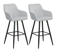 Beliani Set Of 2 Bar Chairs Casmalia Velvet Light Grey, Grey