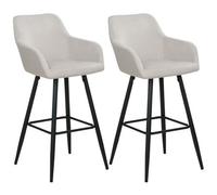 Beliani Set Of 2 Bar Chairs Casmalia Velvet Taupe