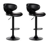 Beliani Set Of 2 Bar Chairs Conway Swivel Faux Leather Black