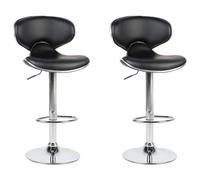 Beliani Set Of 2 Bar Chairs Conway Swivel Faux Leather Black