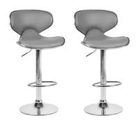 Beliani Set Of 2 Bar Chairs Conway Swivel Faux Leather Grey