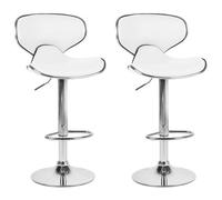 Beliani Set Of 2 Bar Chairs Conway Swivel Faux Leather White