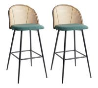 Beliani Set Of 2 Bar Chairs Cornell Metal Green