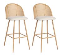 Beliani Set Of 2 Bar Chairs Cornell Metal Light Brown