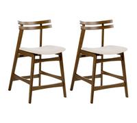 Set of 2 Bar Chairs CYNTHIANA Wood Brown/ Off-White