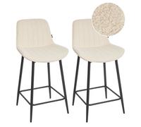 Beliani Set Of 2 Bar Chairs Dubrovnik Boucle Light Beige