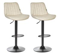 Beliani Set of 2 Bar Chairs DUBROVNIK Faux Leather Swivel Light Beige