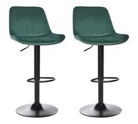 Beliani Set Of 2 Bar Chairs Dubrovnik Swivel Velvet Emerald Green