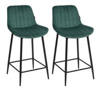Beliani Set Of 2 Bar Chairs Dubrovnik Velvet Emerald Green