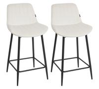 Beliani Set Of 2 Bar Chairs Dubrovnik Velvet Light Beige