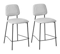 Beliani Set Of 2 Bar Chairs Duette Faux Linen Light Grey