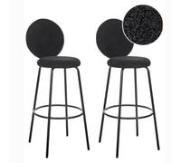 Set of 2 Bar Chairs EMERY Boucle Black