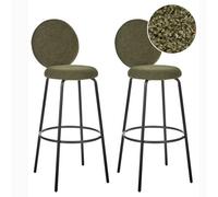 Set of 2 Bar Chairs EMERY Boucle Dark Green