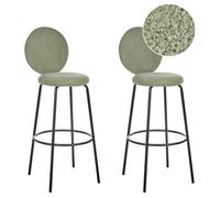 Beliani Set Of 2 Bar Chairs Emery Boucle Light Green