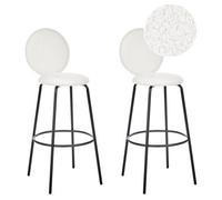 Beliani Set Of 2 Bar Chairs Emery Boucle White